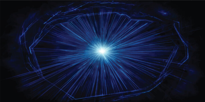 Futuristic blue light speed tunnel with digital data flow lines futuristic geometric technology abstract background communication dimension