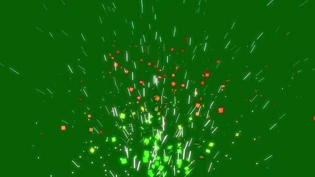 Confetti Party Popper Explosions on a Green Background,Falling metallic glitter foil confetti multicolor beautiful sparkling colorful confetti,confetti explosion,4k video