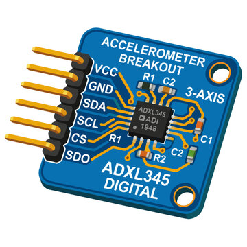 3-Axis Accelerometer Breakout Digital Circuit Board Vector
