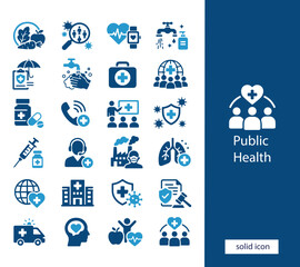 Fototapeta premium Public Health and Healthcare Vector Icons Set
