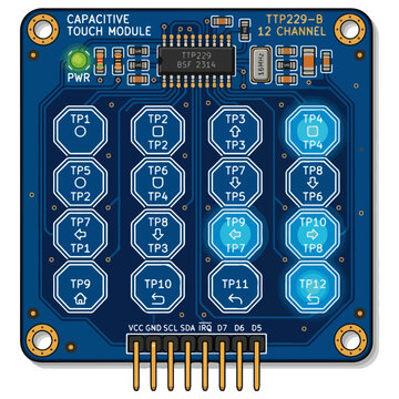 Capacitive Touch Module Circuit Board Vector Illustration