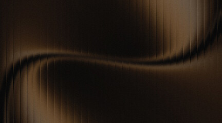 Elegant abstract black brown smooth gradient ribbed glass background with grain texture. © arjudin