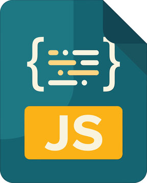 Javascript file icon with code symbol isolated on transparent background, Vector