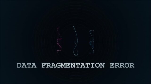 Data Fragmentation Error Text Displayed on a Digital Abstract Interface