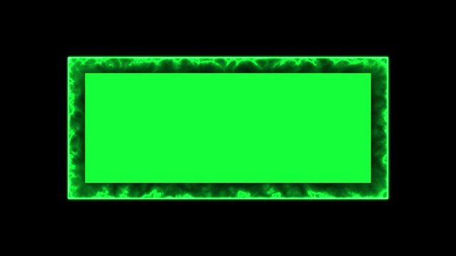 Green neon energy border overlay with glowing plasma effect for dynamic framing frame