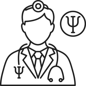 Psychiatrist icon with stethoscope and psi symbol