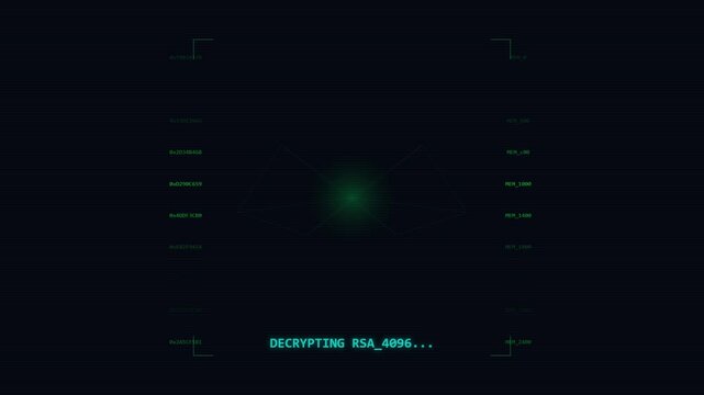 Digital interface displaying binary data decryption and cyber security