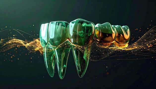 Glowing green dental implant concepts.
