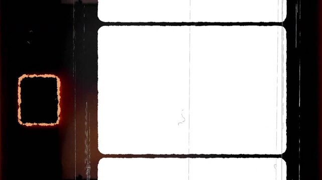Super 8 film strip frame with bright light celluloid footage suitable for film industry projects and nostalgia concept designs.