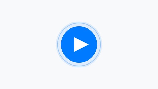 Blue Play Button Icon Media Player Animation