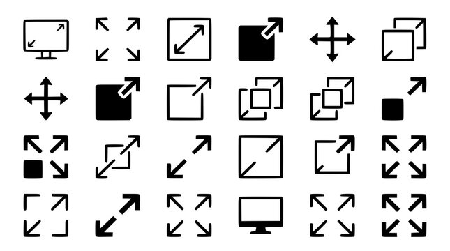 Fullscreen Icon Vector Set with Expand Window and Maximize Screen Interface Symbols