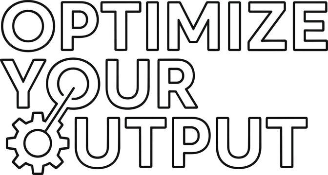 Optimize your output text sign with gear icon for business strategy development and process improvement