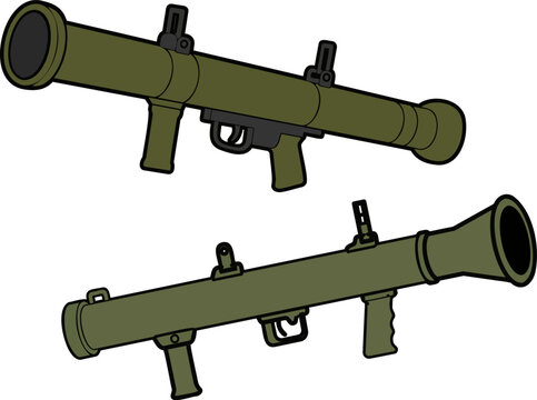 Classic bazooka rocket launcher military weapon vector illustration