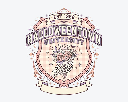 Halloween ghost logo halloweentown university established 1998