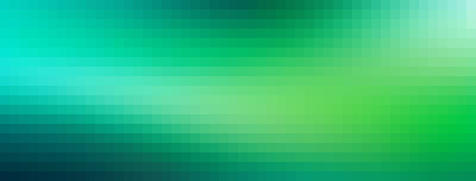 Green gradient creating a pixelated digital mosaic background