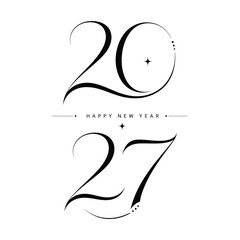 Happy new year 2027 elegant typography design with stars and lines © MD
