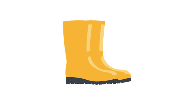 Bright Yellow Rubber Rain Boot with Dark Sole.