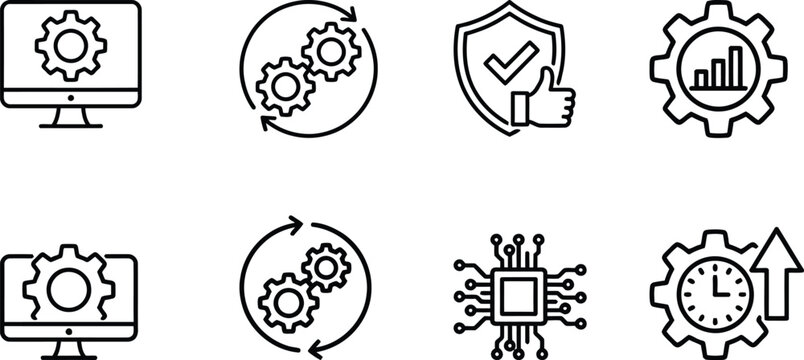 Black line icons business analytics and data visualization tools
