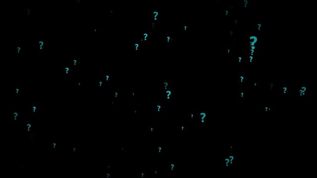 Cartoon comic questions marks flying animated. Motion graphics of questions background animation 4k video