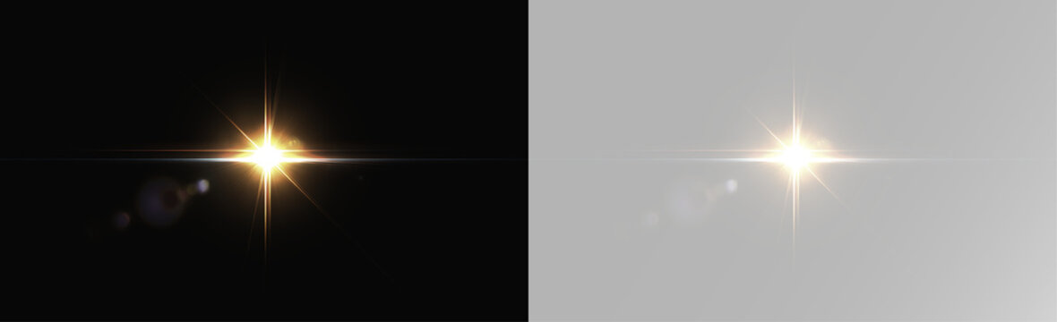 light source with lens flare halo sparkle rays and circular optical illumination effect, overlay