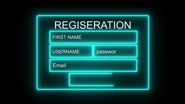Neon syn Personal data information management.Digital online employee form. Human resource concept.Businessman filling out a form with personal data online black background. animation 4k video