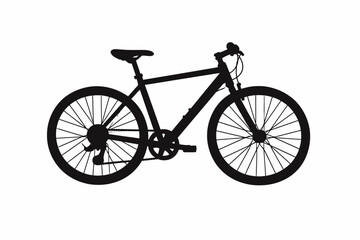 Fototapeta premium Bicycle, bike, cycling, transport, vehicle, black, silhouette, icon, vector isolated on White Background Silhouette