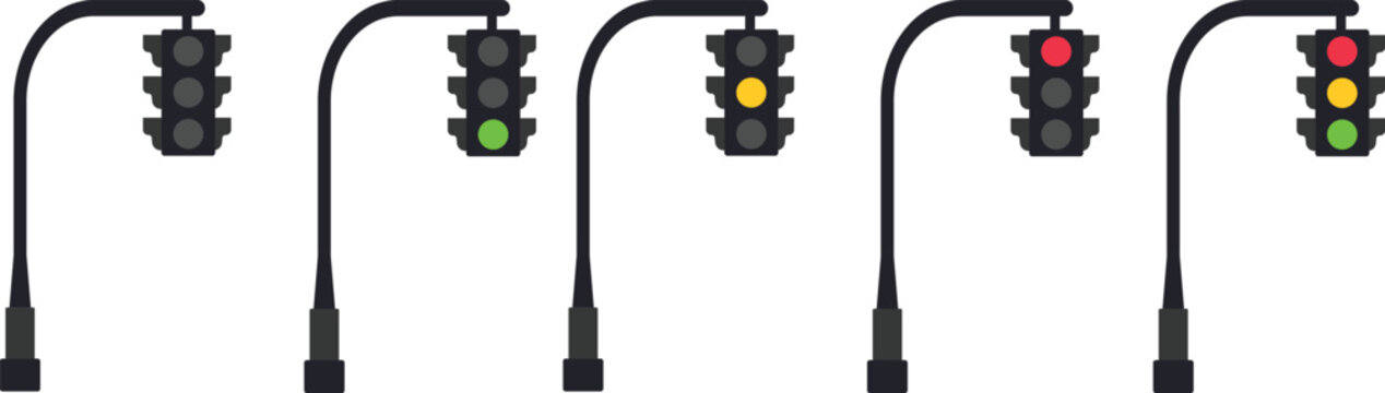 Traffic lights illustrations for any purpose. Isolated object. Green, yellow and red light stoplights.Traffic lights icon. Stoplight symbol. Vector sign.traffic light isolated icon vector illustration