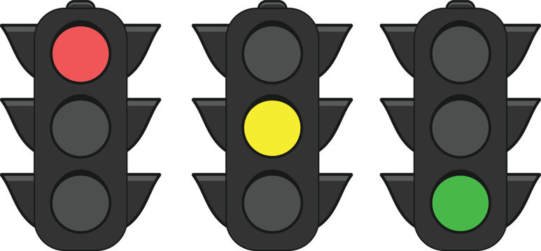 Traffic lights illustrations for any purpose. Isolated object. Green, yellow and red light stoplights.Traffic lights icon. Stoplight symbol. Vector sign.traffic light isolated icon vector illustration