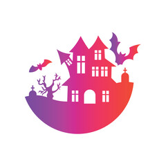 Obraz premium Halloween Moon Castle Gradient