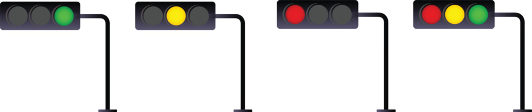 Traffic lights illustrations for any purpose. Isolated object. Green, yellow and red light stoplights.Traffic lights icon. Stoplight symbol. Vector sign.traffic light isolated icon vector illustration