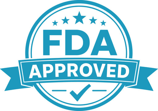 Fda approved badge with checkmark and stars