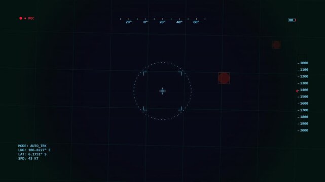 Military digital drone camera interface with target tracking crosshairs