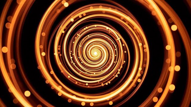 Hypnotic Golden Spiral Vortex Neon Abstract Loop Background 4K