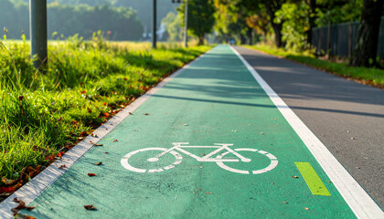 Obraz premium Green Bicycle Lane