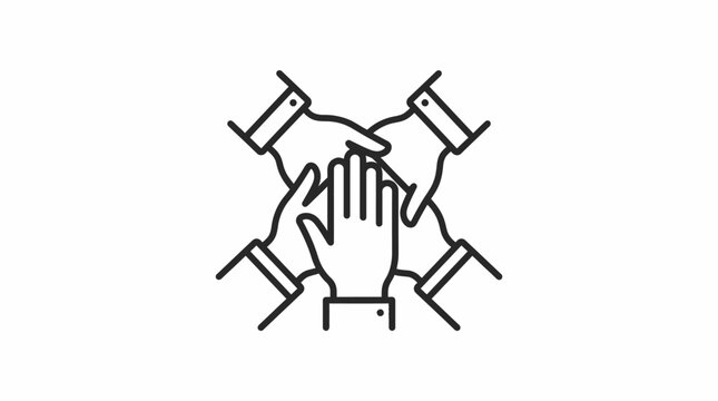 Four hands stacked in a circle center