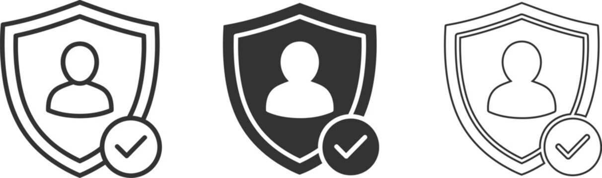 Set of three security and verification vector icons