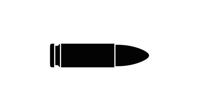 Bullet icon, black bullet point, ammunition symbol, vector graphic isolated on White Background Silhouette