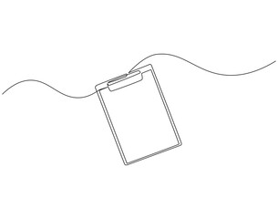 Obraz premium Continuous line drawing of clipboard. Single line illustration of clipboard. Planning concept. Editable outline