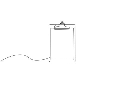Continuous line drawing of clipboard. Single line illustration of clipboard. Planning concept. Editable outline