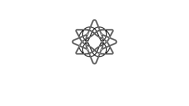 Geometric logo design with star shape and lines forming a symbol