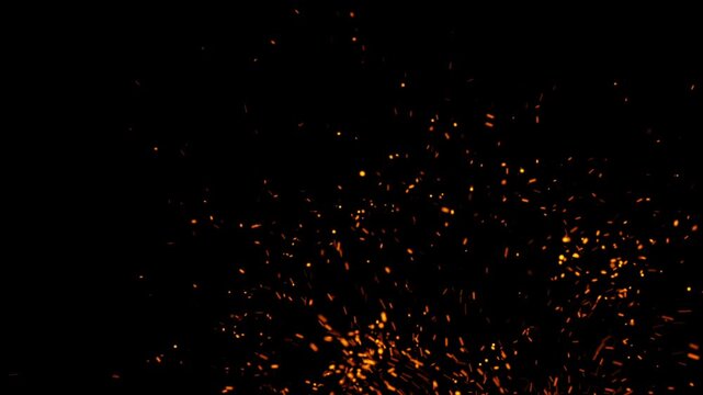 4K Fire Sparkles Flying Animation. Magical Embers Overlay. Cinematic Glow.