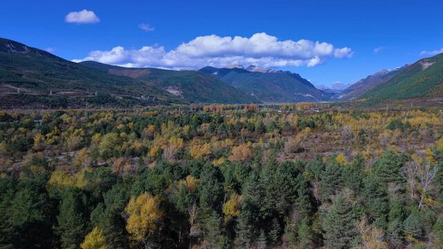 Hermitage of San Juan de Busa and landscapes on the Serrablo Churches Route. Alto Gallego region. Province of Huesca. Aragon. Spain. Europe