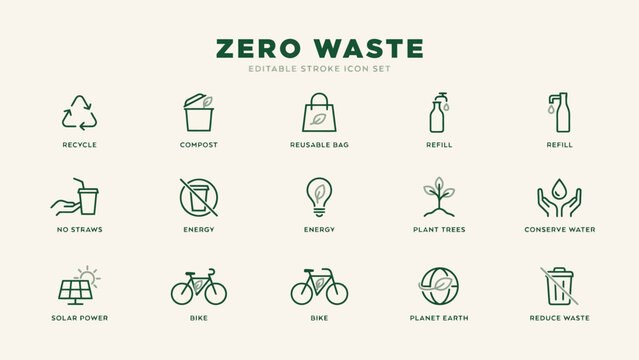 Zero waste lifestyle infographic with eco-friendly icons and tips for sustainability . Vector Flat Illustration.