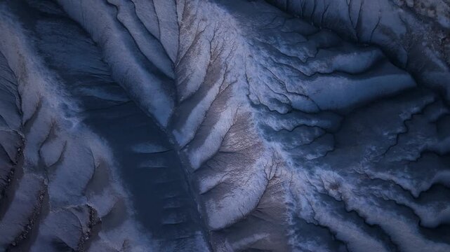 Aerial view from a drone of erosion-induced ravines in the Alto Gallego region. Province of Huesca. Aragon. Spain. Europe