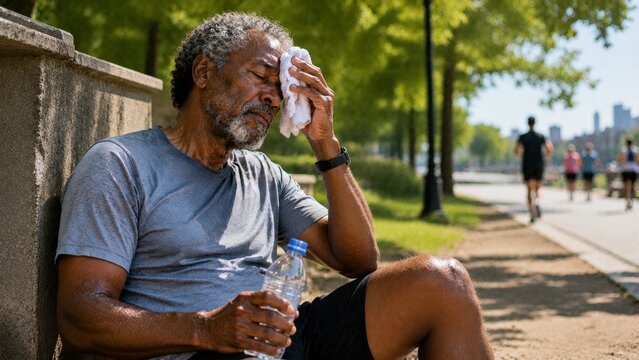 suffering from heatwave while resting outdoors
