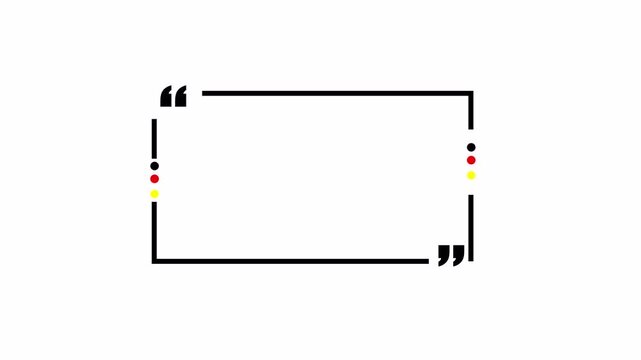Rectangle Quote Frame with Quotation Marks quote speech Animation on Transparent Background, quotes animation with Alpha Channel.