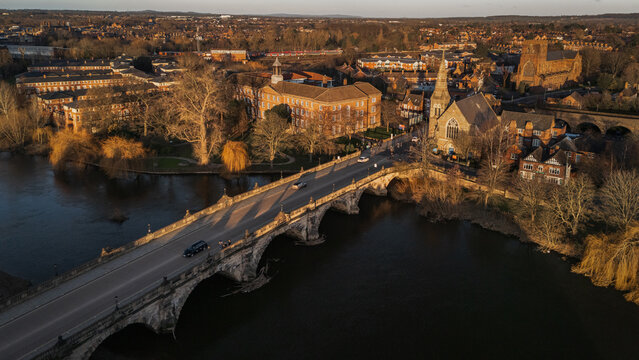 English Bridge and River Severn with Church Spire, Shrewsbury