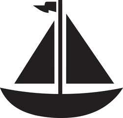 Sailboat icon, black sailboat, vector boat, nautical symbol, sailing vessel © Sabit