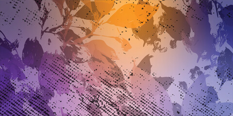 Fototapeta premium Abstract grunge background with leaves in a stunning orange gradient combination