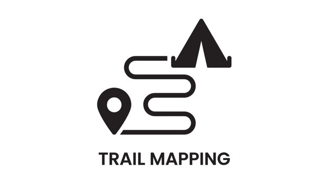 Trail Mapping Icon with Route Lines and Location Pin Above Trail Mapping Typography in Bold Black Vector Style